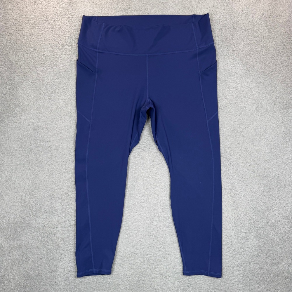 Fabletics PureLuxe Womens 4X Blue High Waisted Pocket Leggings Sporty Workout
